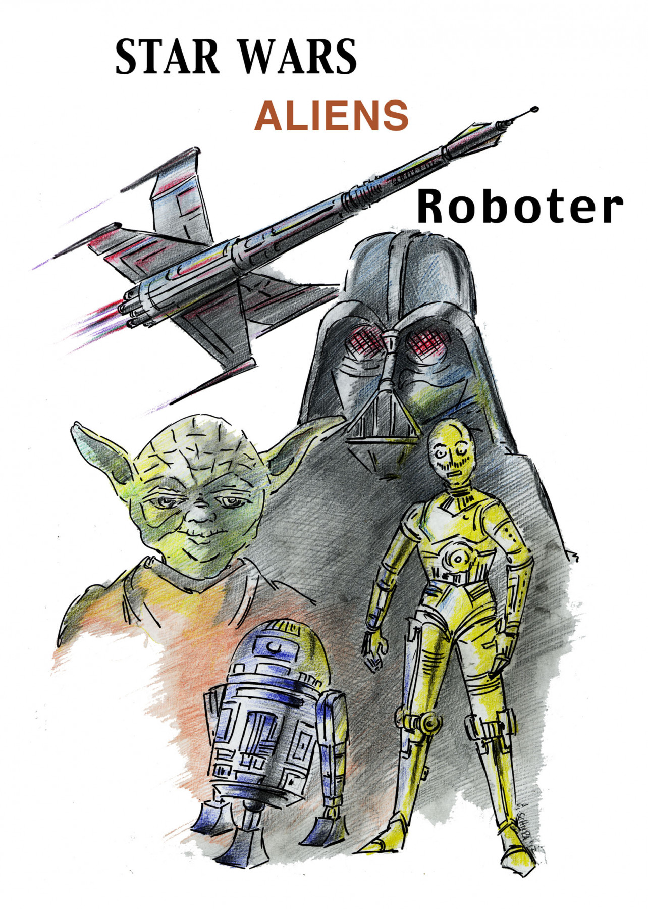 ZEICHNEN FÜR KINDER: STAR WARS, ALIEN UND ROBOTER