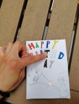 gebastelte Geburtstagskarte mit LED vom Workshop im Kulturfenster